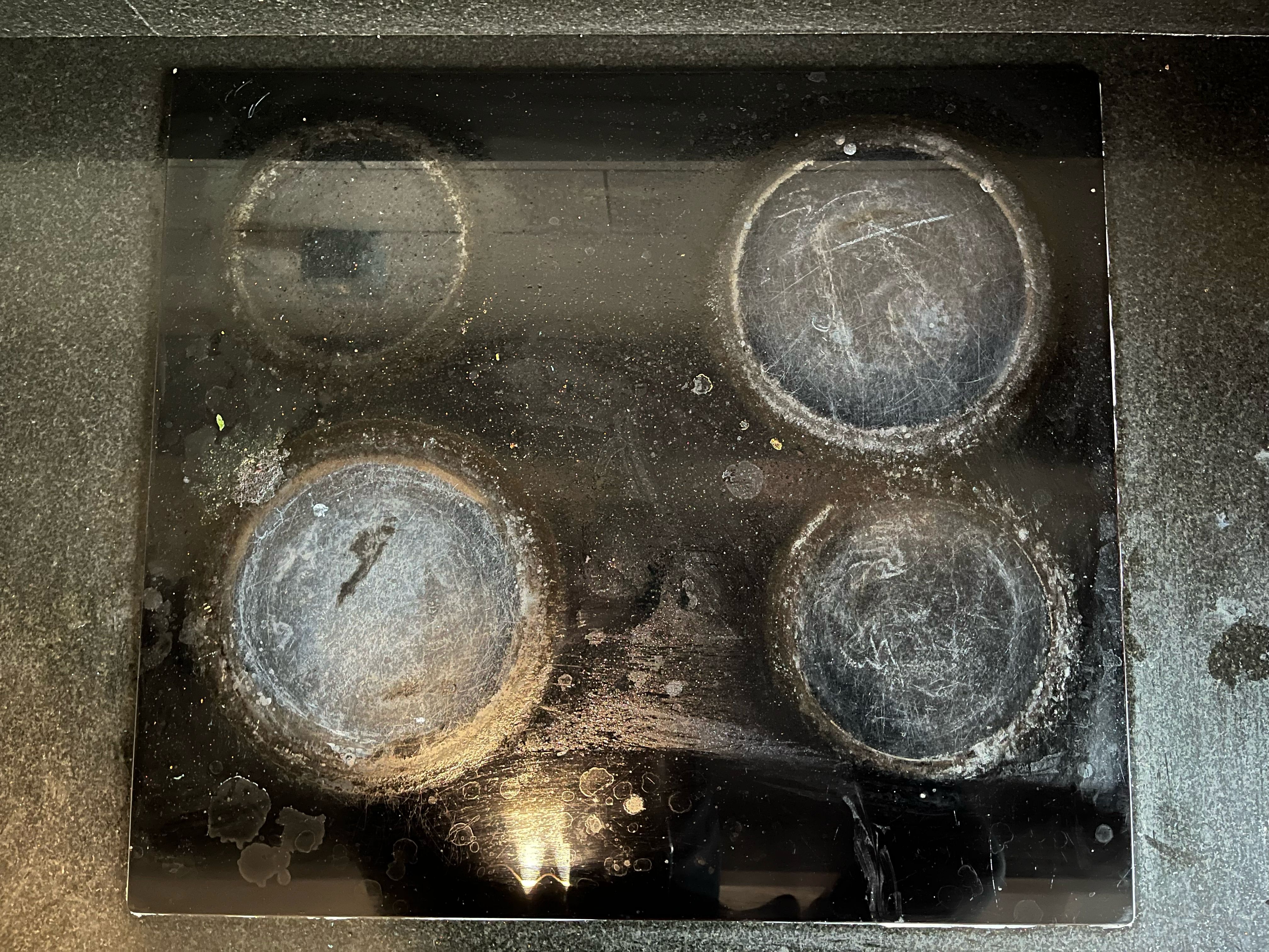 An electric stove with faded touch controls